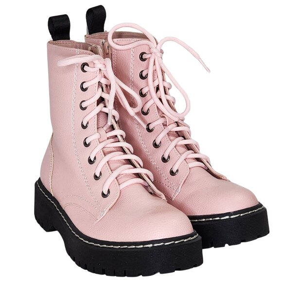 Pink Combat Boots by Mix No. 6   Size 6.5M   New  Never Worn - Picture 1 of 6